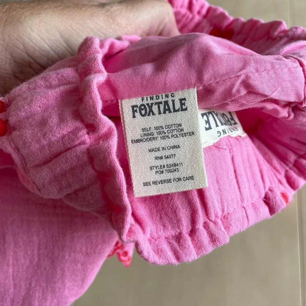 Finding Foxtale Girl's Pink Cherry 100% Cotton Muslin‎ Ruffle Outfit - Size 2